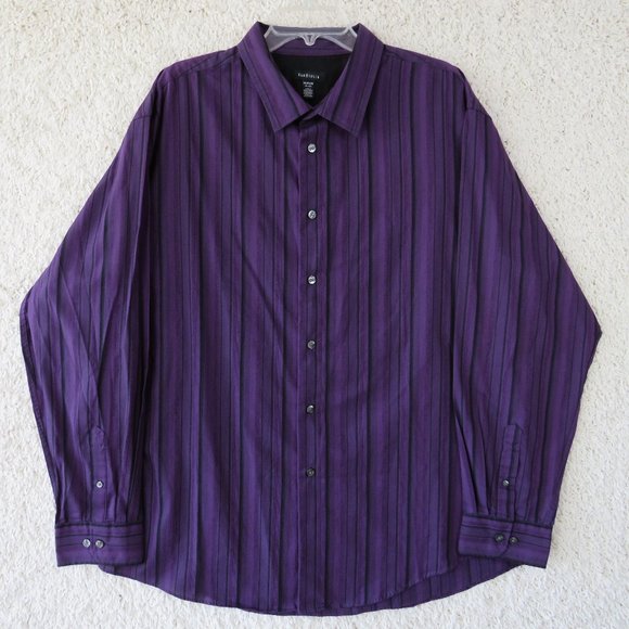 Van Heusen* Men's Long‎ Sleeve Button Down Shirt Size XXL Purple w/Black Lines - Picture 1 of 8